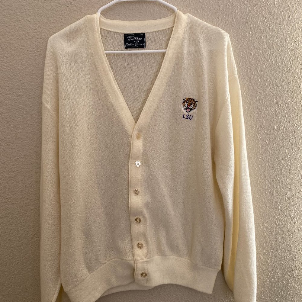 Vintage Sweater LSU Button Up College Football